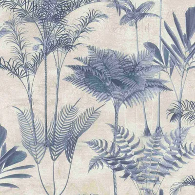 Immagine prodotto di Carta da parati in tessuto non tessuto 555127 Carta da parati giungla botanica 53 x 1005 cm Rasch Lirico Beige Blu