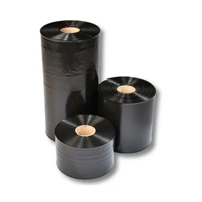 Produktbild von 1x Schlauchfolie 80mm breit 100my opak - blickdicht schwarz LDPE 250 lfm.
