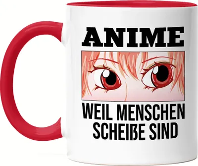 Produktbild von Anime Weil Menschen Scheiße Sind Tasse Rot Geschenkidee Manga Anime Fans Japan