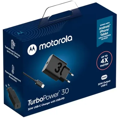 Produktbild von Adapter MOTOROLA TurboPower, 30W, USB-C, z kablem USB-C na USB-C o długości 1m