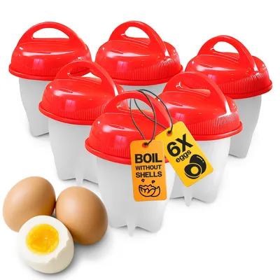 Produktbild von 6tlg Eier-Pochierer Eierformer Eierform Eier Kochen Egg Maker Set Ei Pochierte Poacher Molds für Kochen Mikrowelle Rot Retoo