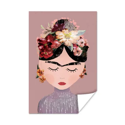 Produktbild von MuchoWow® Poster – Pastellfarben – Frau – Blumen – Kunst – Frida Kahlo – 120x180