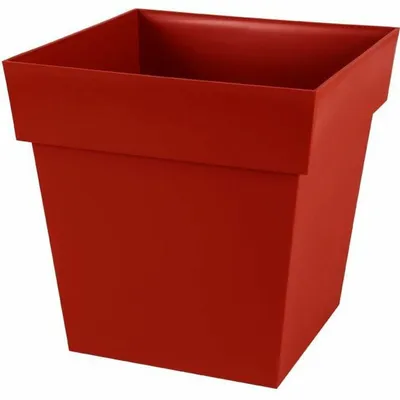 Image de Pot Toscane Carré Rouge Rubis Pot De Fleurs Carré 38l, Design Toscan - Eda