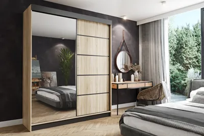 Image de KIER FURNITURE Armoire coulissante, armoire en chêne Sonoma, 200 x 200 x 62 cm