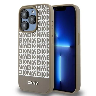 Image de Dkny Leather Printed Pattern Metal Logo Magsafe Case For Iphone 15 Pro - Brown