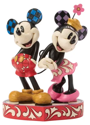 Mickey und Minnie Herz-Schwänze Figur, handbemalt, 16 cm