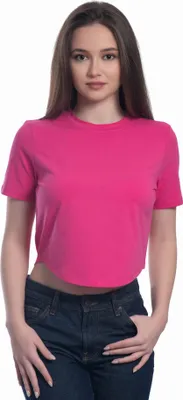 Produktbild von Damen Crop Top – Baumwolle Stretch, Slim Fit, Kurzarm, Rundhals, Bauchfrei, XS–XL