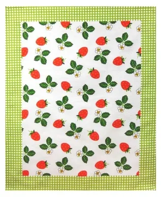 Produktbild von Geschirrtuch, 100 % Baumwolle, mit farbigem Aufdruck, Motiv: Erdbeeren, Farbe: Grün, Größe: 50x64 cm