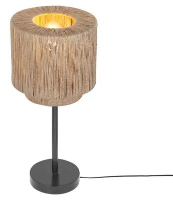 Zdjęcie produktu dla Trio Leuchten - Japandi Japandi lampa stołowa I lampa stołowa I lampa I lampa czarna z brązowym sznurem - Smilla I salon I sypialnia - metal okrągły - LED odpowiedni E27