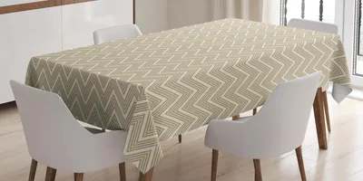 Produktbild von ABAKUHAUS Beige Tischdecke, Dreidimensionale Anordnung mit Chevron zeichnet die Retro- Art-Zusammensetzung Ornamental, 140 x 240 cm, Ivory Beige