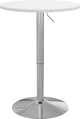 Image de HOMCOM Table de bar ronde table haute cuisine mange-debout réglable en hauteur 69-91 cm avec plateau pivotante à 360° base en acier blanc et argenté