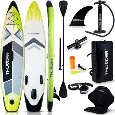 Produktbild von THUNDER® Stand Up Paddle Board | VELA | 320x75x15cm | Lime | Bis 150kg | Komplettset | Aufblasbar | Paddleboard | SUP Zubehöre | Kajak Sitz |