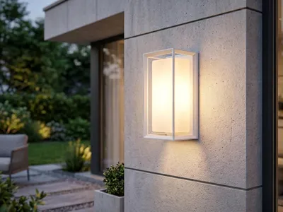 Produktbild von LED Außenwandleuchte Wandlaterne Aluminium Weiß Fassadenbeleuchtung, Höhe 25cm