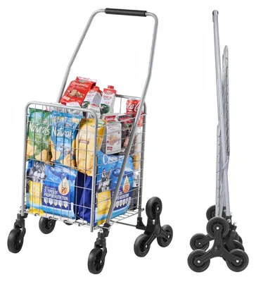 Obrázok produktu pre VEVOR vozík na schody, 45 l, vozík na schody s 360° volantom, viacúčelový vozík na schody, ideálny na prepravu bielizne, strieborný
