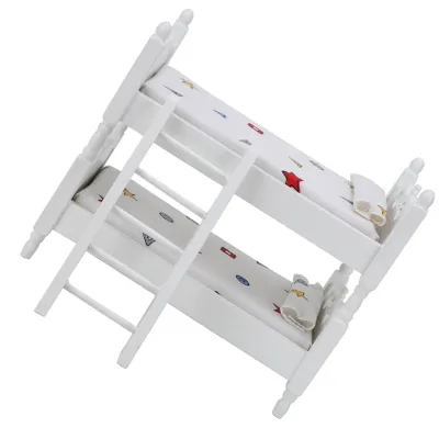 Obrázek produktu pro Postel pro panenky,Patrová postel pro panenky,Miniaturní patrová postel,Mini nábytek,Hračka pro panenky