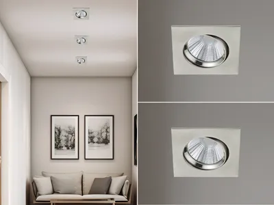 Produktbild von 2 LED Einbaustrahler Decke eckig schwenkbar dimmbar Nickel matt 5,5W Deckenlampe