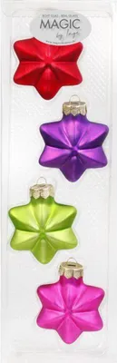 Produktbild von Weihnachtssterne Happy Xmas | Ø 6 cm | 4 Stück | Glas | Bunte Sterne
