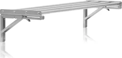 Image de Étagère murale en acier inoxydable Mahlzeit, design à barres, 120 x 30 cm, étagère de cuisine, pliable, argent, montage mural