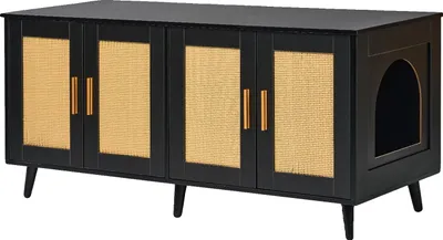 Obrázek produktu pro Ohrádka na kočičí stelivo, multifunkční design, robustní konstrukce, 47,2 v černé barvě