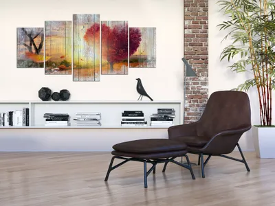 Produktbild von Akustikbild Natur Vintage 200x100 cm Bilder Akustikschaum Hochleistungsschallabsorber Schallschutz Leinwand 5 tlg Wandbild Raumakustik Schalldämmung c-C-0065-b-p
