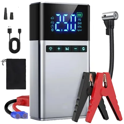 Immagine prodotto di Avviatore per auto, compressore d'aria da 150 PSI, power bank portatile, 7500 A