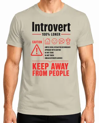 Obrázek produktu pro Tričko s nápisem "Introvert – držte se dál, 100% samotář", sarkastické, pánské, barva: přírodní, velikost XXL