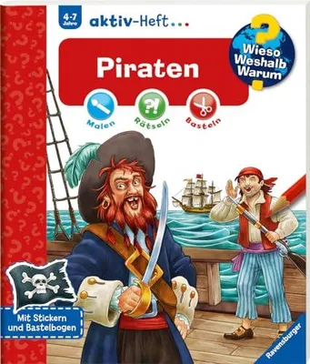 Image de Wieso? Weshalb? Warum? aktiv-Heft - Piraten (Malen, rätseln, basteln ab 4 Jahre - mit Stickern und Bastelbogen): Malen, Rätseln, Basteln. Mit Stickern