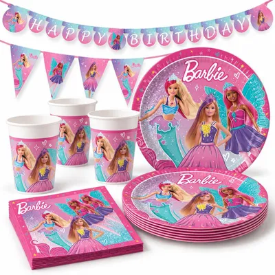 Produktbild von Party Set Barbie Fantasy, 38 tlg. Dekoset für Kindergeburtstag und Dekoration, Tischdeko, Geburtstagsdeko