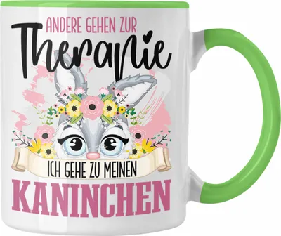 Produktbild von Trendation - Kaninchen Tasse Geschenk für Kaninchen Hasen Besitzer Therapie Lustiger Spruch Geschenkidee (Grün)