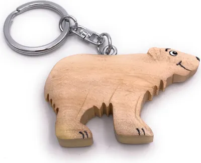 Image de Onwomania Porte-clés en bois ours polaire prédateur ours polaire neige pendentif Charm