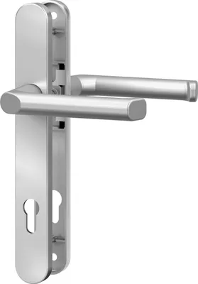 Produktbild von BASI Drückergarnitur, Alu, silber lackiert, rund, PZ-Lochung, 92/8 mm, für Profil- & Rahmentüren, Türstärke 45-82 mm, 7830-0101