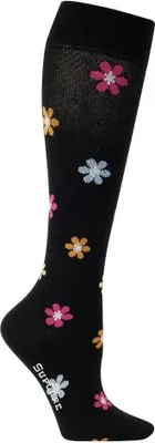 Produktbild von SupCare Stützstrümpfe schwarz mit bunten Blumen Gr. 40-42