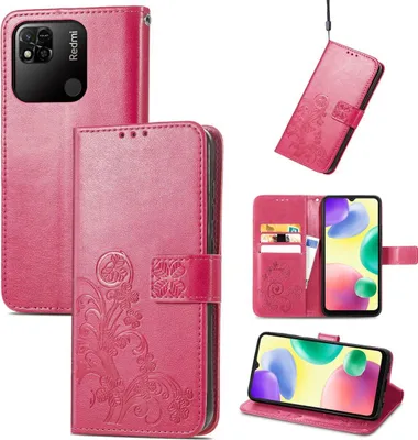 Produktbild von König Design Hülle kompatibel mit Xiaomi Redmi 10A / Redmi 9C Kunstleder Handyhülle - Handy Case Rosenrot