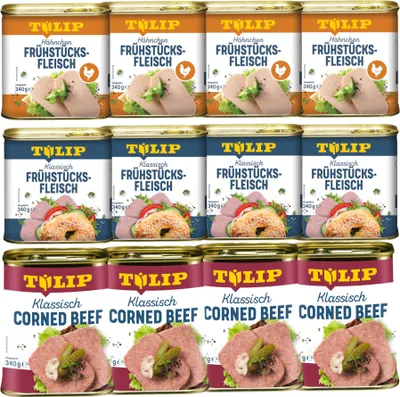Produktbild von TULIP Bundle Corned Beef Schwein Hähnchen Frühstücksfleisch Delikatesse 12x 340g