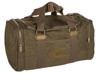 A studio shot of a duffel bag.