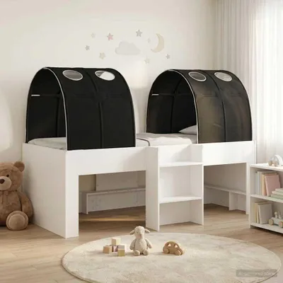 Productafbeelding van Maison Exclusive - Bed met tunnel, 3 stuks, wit en zwart, van houtvezel