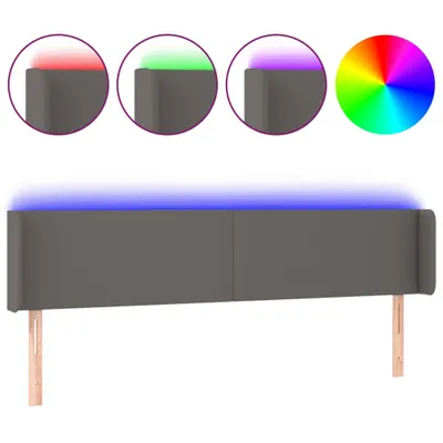 Produktbild von vidaXL LED Kopfteil Grau 183x16x78/88 cm Kunstleder