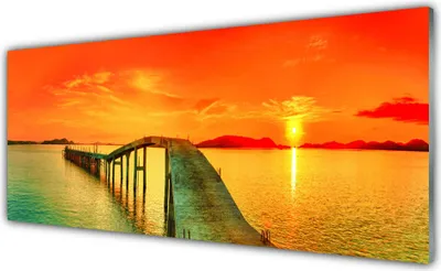 Produktbild von Acrylglasbilder 125x50 Wandbild Druck Brücke Meer Architektur