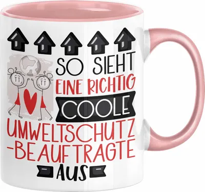 Produktbild von Umweltschutzbeauftragte Geschenk Tasse Geschenkidee für Umweltschutzbeauftragte Geburtstag Weihnachten Spruch So Sieht Eine Richtig Coole Umweltschutzbeauftragte Aus Kaffee-Becher  (Rosa)