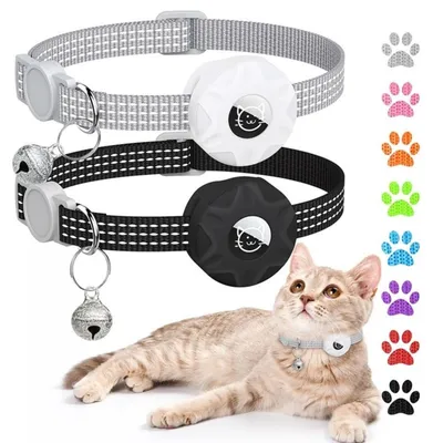 Produktbild von INF Leuchthalsband 2er-Set Polyester 19-32cm AirTag Reflektiv für Nacht