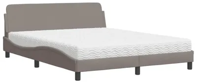 Produktbild von vidaXL Bett mit Matratze "Dover" Taupe 160x200 cm Stoff