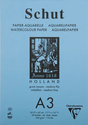Produktbild von Clairefontaine 2x Aquarellblock A3 30 Blatt weiß telfeine Körnung SCH11853C