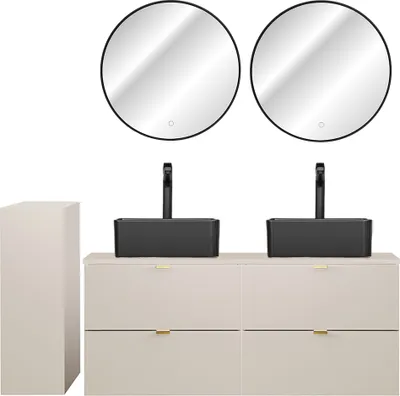 Produktbild von Badmöbel Set 4-teilig mit 120 cm Waschtisch in kaschmir matt, DURANGO-56