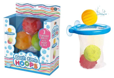 Produktbild von Badespielzeug Basketball – Set mit 3 Bällen und Ring – Mit Saugnäpfen – Für das Badezimmer