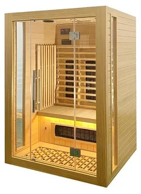 Obrázok produktu pre Drevená infračervená kabína pre 3 osoby s ovládacím panelom Sauna pre domácnosť