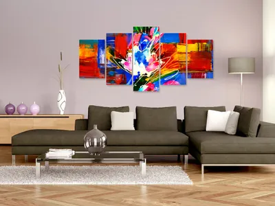 Produktbild von Akustikbild Abstrakt Blumen 200x100 cm Bilder Akustikschaum Hochleistungsschallabsorber Schallschutz Leinwand 5 tlg Wandbild Raumakustik Schalldämmung a-B-0033-b-m