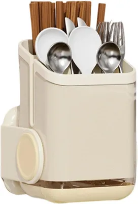 Image de Porte-ustensiles de cuisine - Organisateur à couverts - Rangement pour la cuisine - Sans perçage - 122 x 104 x 21 cm - Jaune