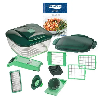 Produktbild von Genius Nicer Dicer Chef | 15 Teile | grün | Obst + Gemüseschneider | große Schneidfläche