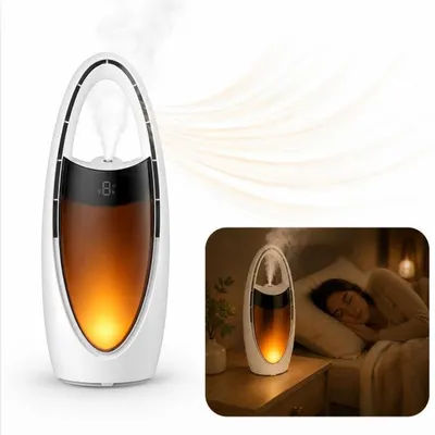 Produktbild von Tischventilator mit Nebelfunktion, Luftbefeuchter, 6 Stufen, USB Akku, LED Nachtlicht, oszillierend, leise, ideal für Büro, Schlafzimmer, Outdoor