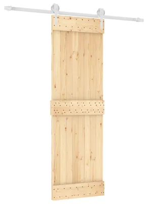 Image de Porte coulissante vidaXL, finition naturelle et blanche, 70 x 210 cm, pin massif